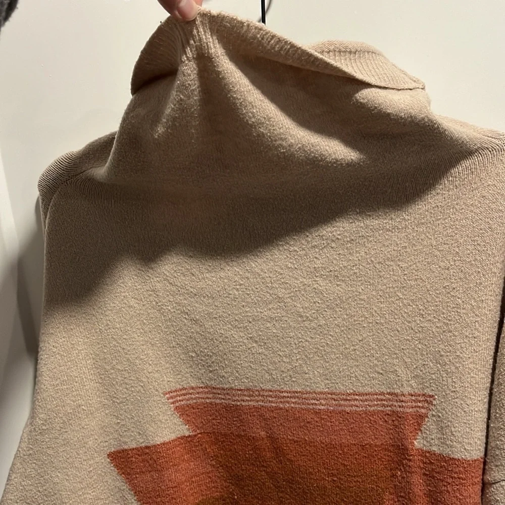 Prana Frosted Pine Beige/Orange Mock Neck Pullover Knit Granola Girl Sweater